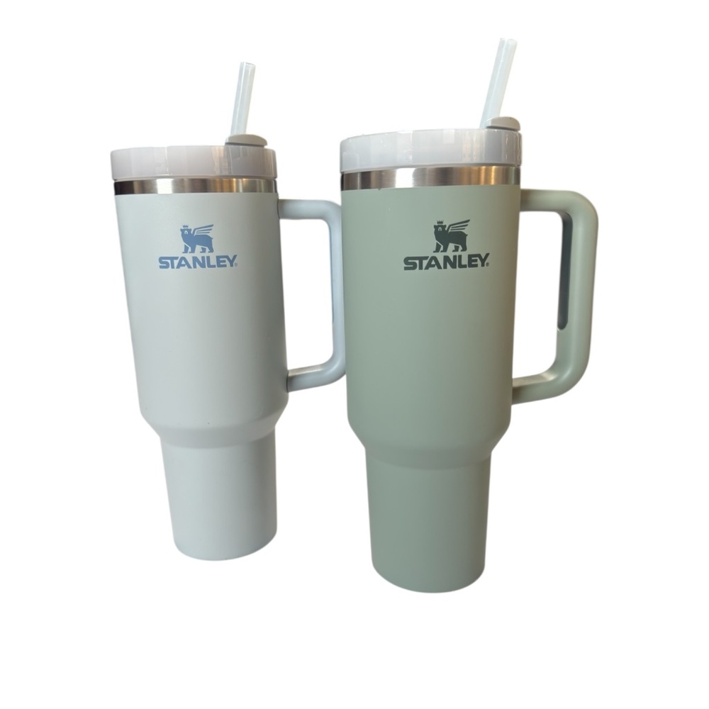 Stanley Set of 2 40oz Flowstate Thirst Quencher Tumblers Green and Dune Cream